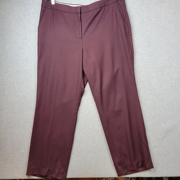 Talbots Womens Pants Size 16 Wine Red Classic Straight Italian Flannel Wool - Picture 1 of 13